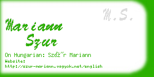 mariann szur business card